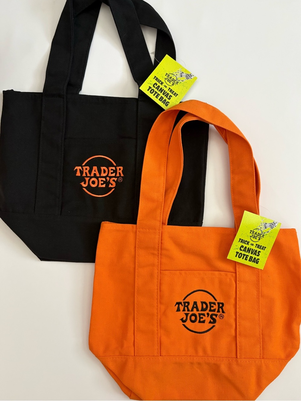 Trader Joe’s Halloween Canvas Tote Bag - Black and Orange Lot of 2